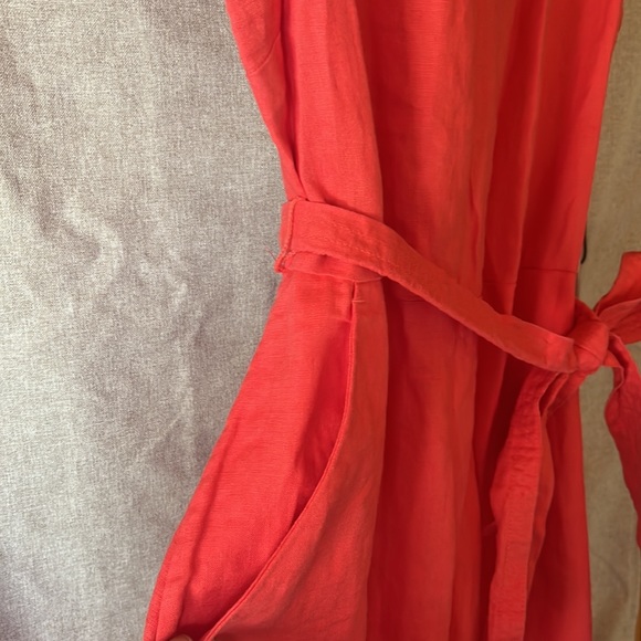 Light linen midi dress peachy summer color - Picture 3 of 5